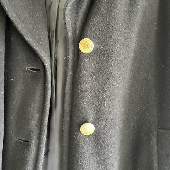 Aquascutum London Vintage Wool Cashmere Black Long Pea Coat size 6 - Picture 6 of 9